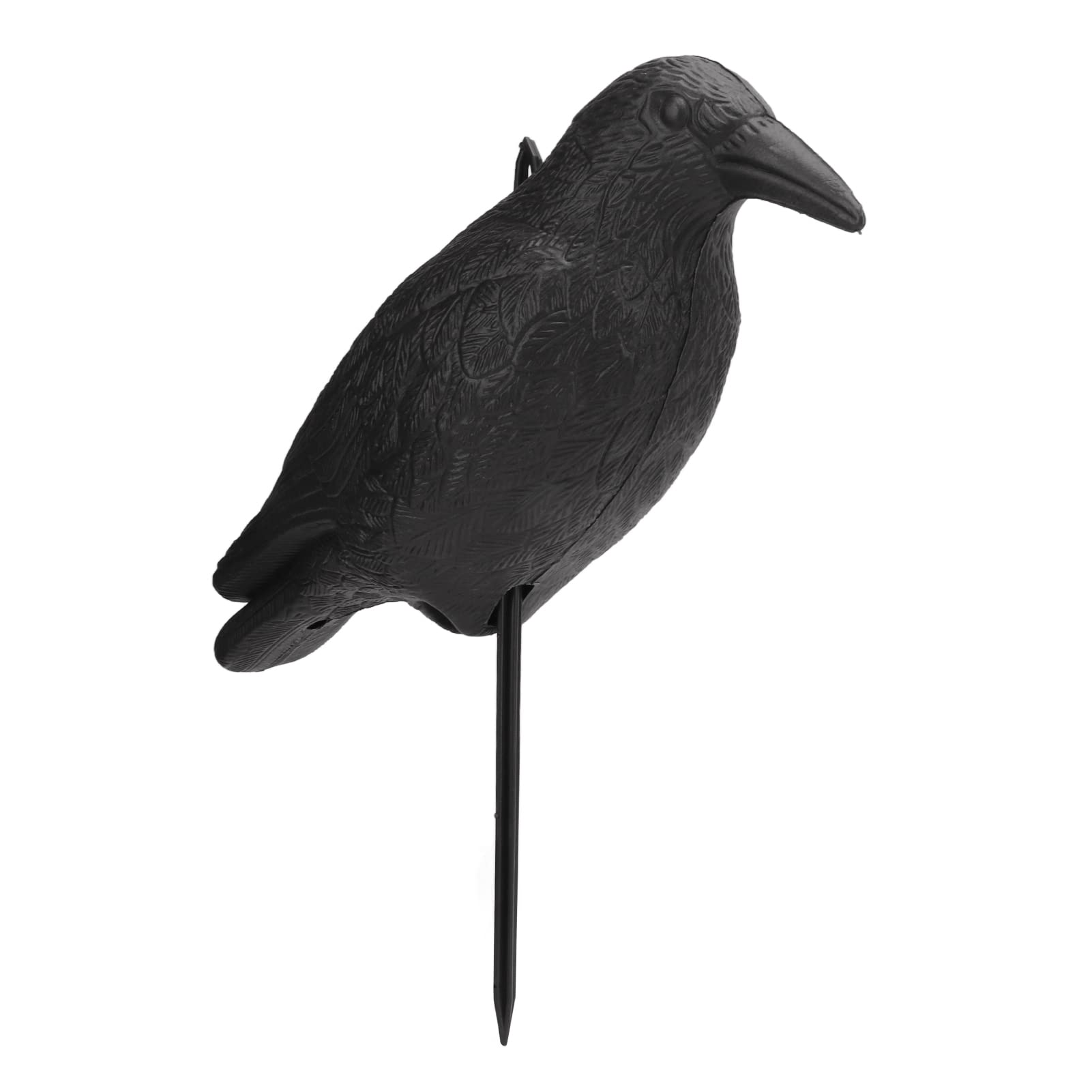 Cuerpo Principal del Señuelo de Cuervo, con Poste para Atraer la Caza y Asustar a los Pájaros P E Crow PE Decoración de Patio de Simulación Negra