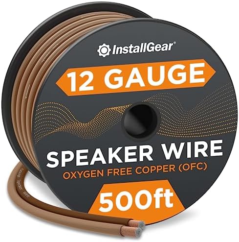 InstallGear 12 Gauge Speaker Wire (500ft) - Brown 12 AWG Speaker Wire Speaker Cable 99.9% | Oxygen-Free Copper - True Spec and Soft Touch Cable | Speaker Wire 12 Gauge for Outdoor Speaker Wire