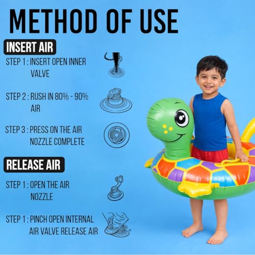 Image of Airavat Floats for Pool, Inflatable Pool Floats Swimming Ring, Swimming Float for Junior, Inflatable Floater, Water Float for Kids Swimming Pool Beach Summer Water Float Party Outdoor (Green Turtle)