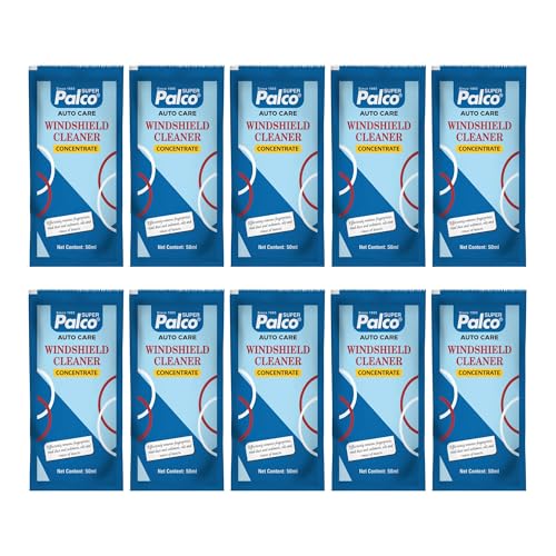 Image of PALCO Car Windshield Cleaner Liquid Concentrate 50ml (Pack of 10) Windshield Washer Fluid for Car for Streak Free Glass Finish with Car Wiper Liquid (Add 50ml in 2L Water in Windshield Tank)