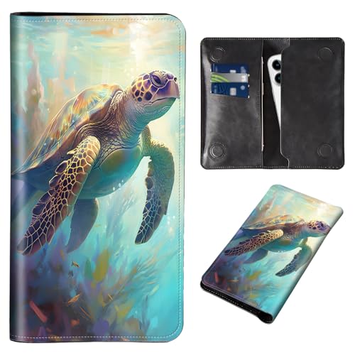 Wallet for Men Women & Phone Purse Wallet, RFID Blocking PU Leather Dual Magnetic Clasp Closure Phone Purse + Credit Card Holder for Phone Organizer Ladies Travel Purse,Cute Sea Turtles -475
