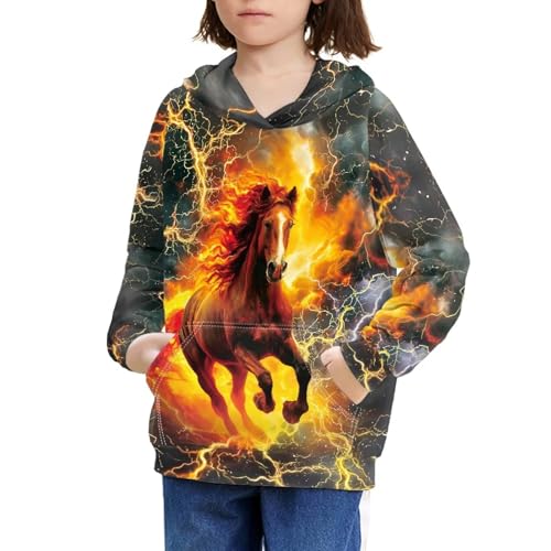 Image of WELLFLYHOM Boys Hooded Sweatshirts Hoodie Pullover Cool Graphic Crewneck Blouses Size 6-16