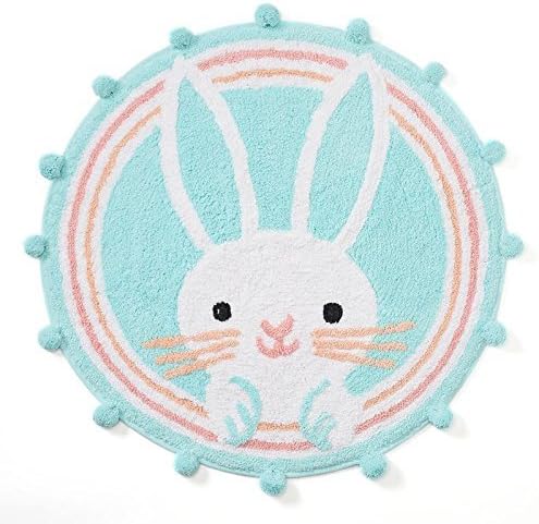Easter Bunny Rabbit Round Bathroom Rug Blue