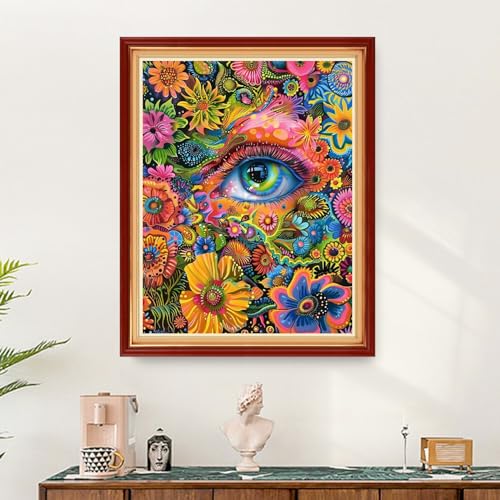 Image of Findvoor Stamped Cross Stitch Kits for Beginners Full Range of Cross Stitching Embroidery Pattern for Adults, 11CT DIY Needlepoint Embroidery Starter Kits-Colorful Flower Eyes 16x20 inch