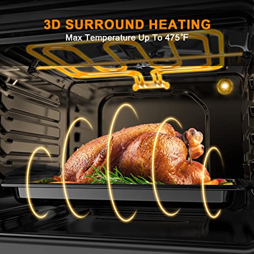 24'' Single Wall Oven, Gasland Chef Es606Mb 24 Inch Built-In Electric Ovens, 240V 2000W 2.3Cu.ft 6 Cooking Functions Of Grill Conventional Timer Etc. Mechanical Knobs Control, Black Glass #TOP3