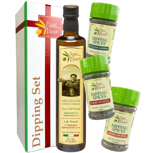 Olive Oil Bread Dipping Gift Set, Sicilian EVOO 500ml + 3 Dipping...