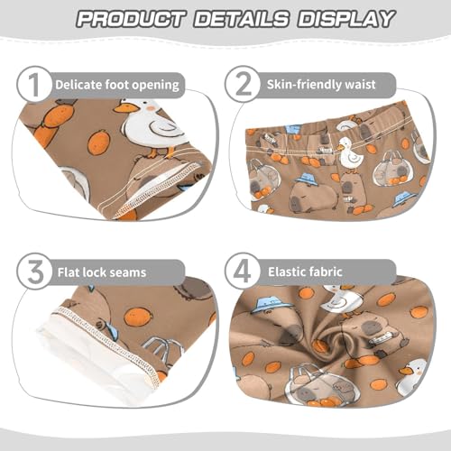 Cute Capybara Duck Carrot Girls Leggings Ultra Soft Compression Yoga Gym Pants for Kids 4-10T3