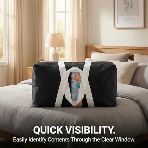 Image of EASY HOME 70 litre Storage Bags for Clothes Large | Cloth Storage Organizer with Zip Closure | Wardrobe Bag for Sarees, Quilts & Blankets | Moisture Proof Nylon Cover Bag (54x46x28 cm)