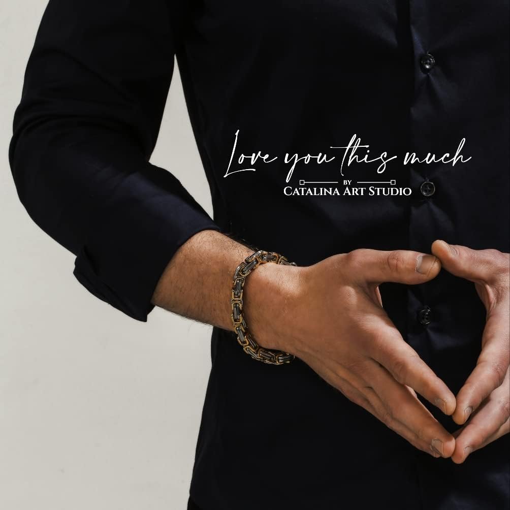 Love You This Much Father to Son Gift | Men's 5mm Twist Steel Bracelet | Present for Son from Dad | 8"+1" Extender | Luxury Gift Box & Card - Image 7