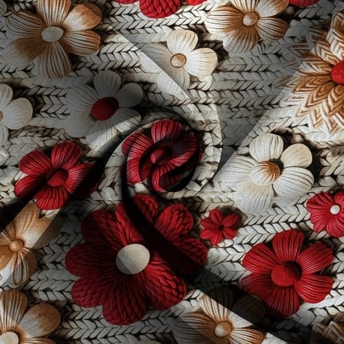 Image of 350 TC Premium Heavy Cotton 7D Print Fast Colour Feel Elastic Fitted Floral Bedsheet Double Size(72 X 72 X 8) with 2 Pillow Covers Size(17 x 27) Double Bed (Double 72x72) (Red)