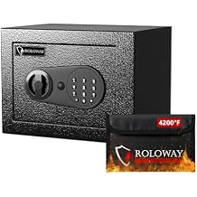 ROLOWAY Money Safe Box with Keys and Fireproof Money Bag Black