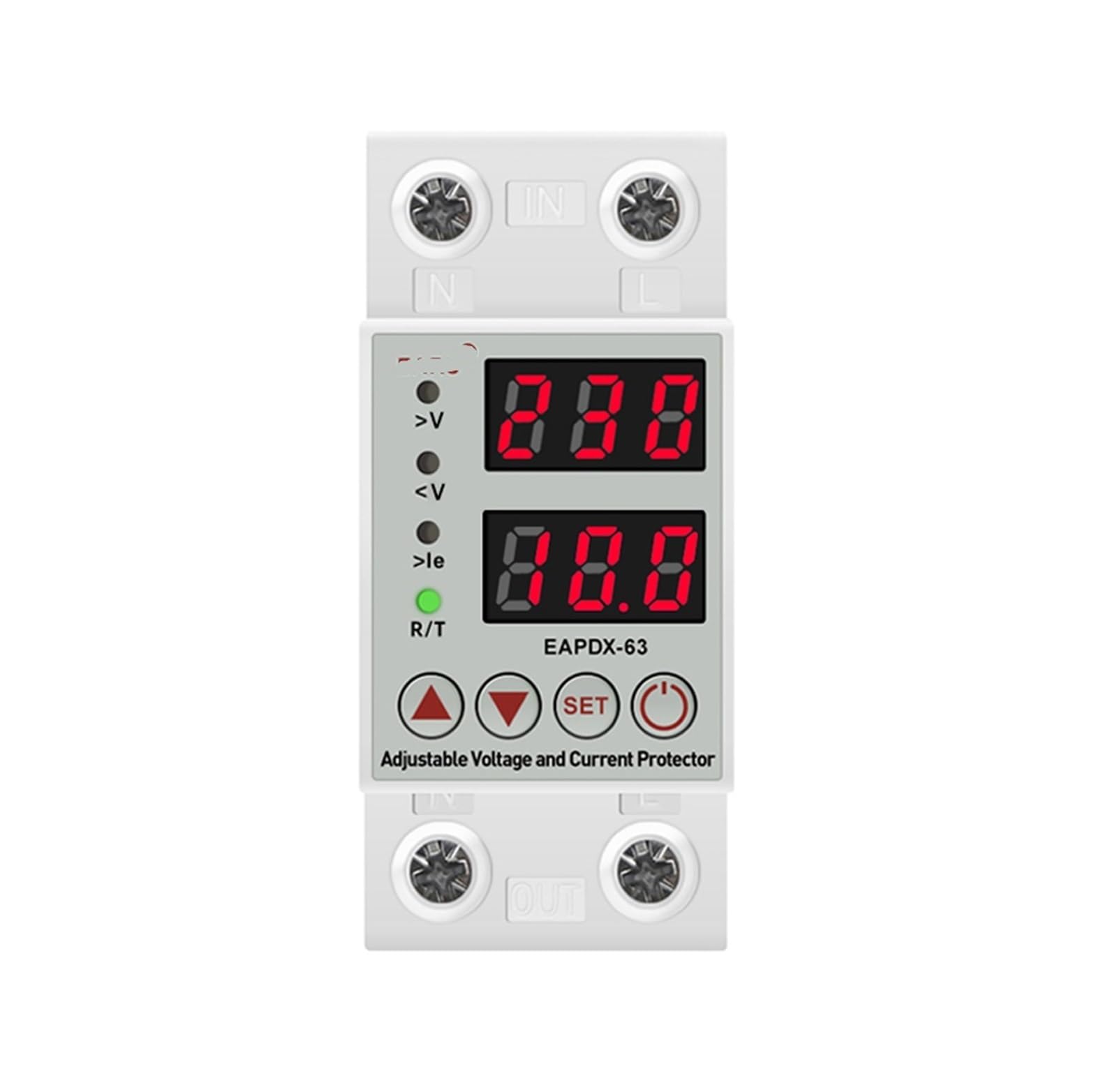 XRKJKQIDG AC 40A 63A 230V Rail Adjustable overvoltage undervoltage Protection Device Protector Relay overcurrent Limit(40a,Voltage Current R)
