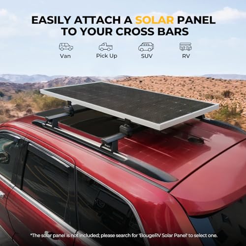 BougeRV Sonnenkollektor-Krabben-Montageset für Autos mit Querstangen, Dachträgerklemmen, passend für die meisten Gepäckträger ohne Bohren, 100 bis 200 Watt Solarmodul-Montagehalterungen,