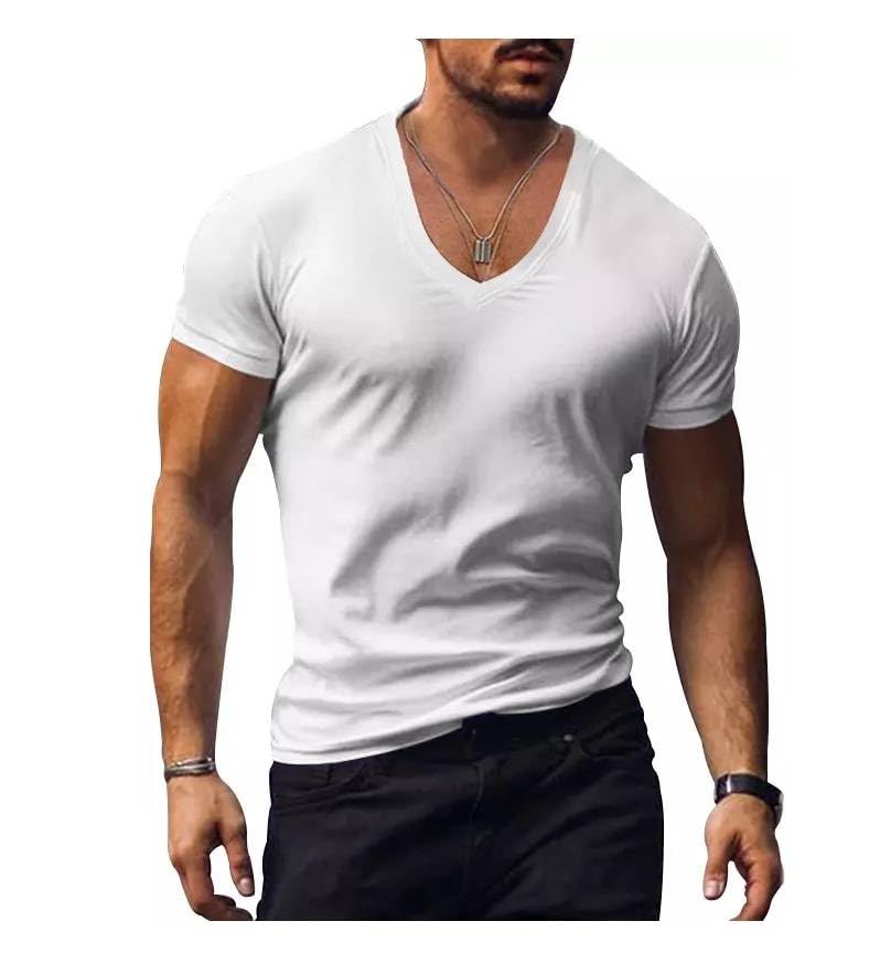 akash garments Men's Polycotton V Neck T-Shirt Soft Breathable Fabric, Casual Half Sleeve Solid Tee, Slim Fit Stylish Design-picture-37