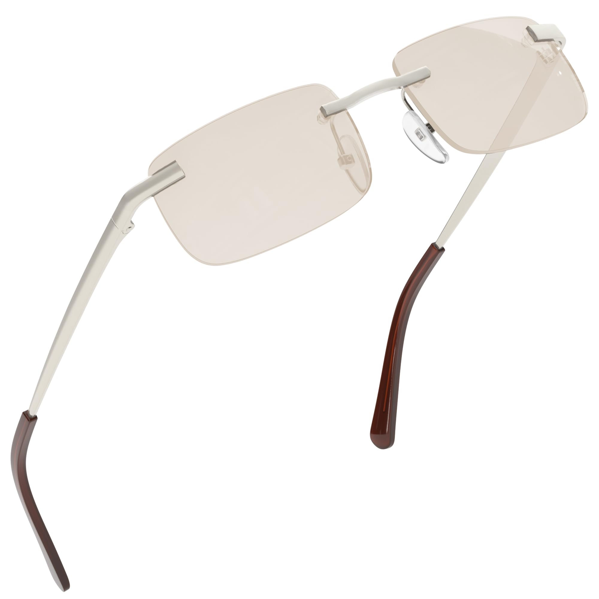 grinderPUNCH Small Slim 90's Popular Nineties Rectangular Sunglasses Clear Rimless Eyewear