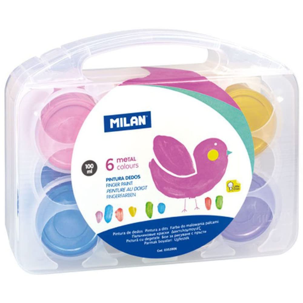 Milan Metallic Finger Paint 6-Pieces Set 100 ml, Multicolor