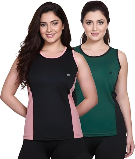 White Moon Women's Plus Size Polyester Sports Tank Tops Combo Anti Odor Tshirt Running Workout Sport Regular T-Shirt Dryfi...
