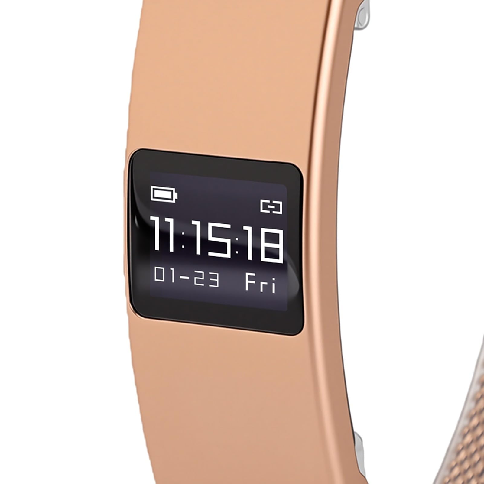 Dpofirs Braccialetto Smart Indossabile, Tracker attività Fitness per Donna e Uomo, Cinturino Regolabile in Acciaio Inox, for Sport Quotidiano e Allenamento