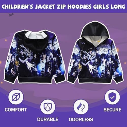 Alaiyaky Girl's Hoodie Wednesday Addams Long Sleeve Sleeve Zipper Sweatshirts Kids 3D Print Pullovers Movie Fans 5 5166DA ELRL. AC