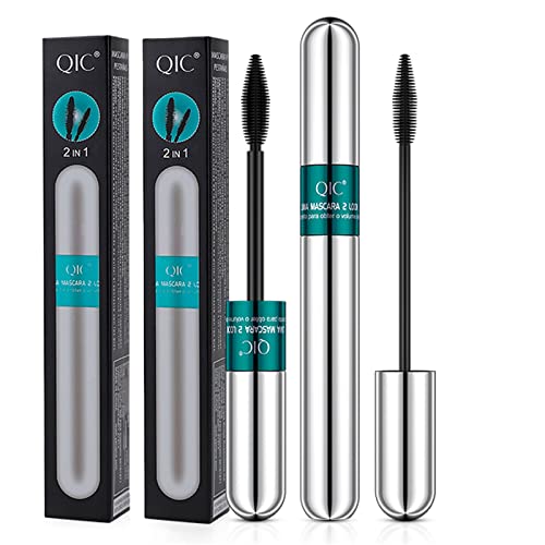 2Pcs Vibely Mascara,2 In 1 Thrive Mascara For Natural Lengthening And Thickening Effect,Long Lasting Waterproof 4D Silk Fiber Lash Mascara,Smudge-Proof, No Clumping (2 Pcs,Green) #TOP23