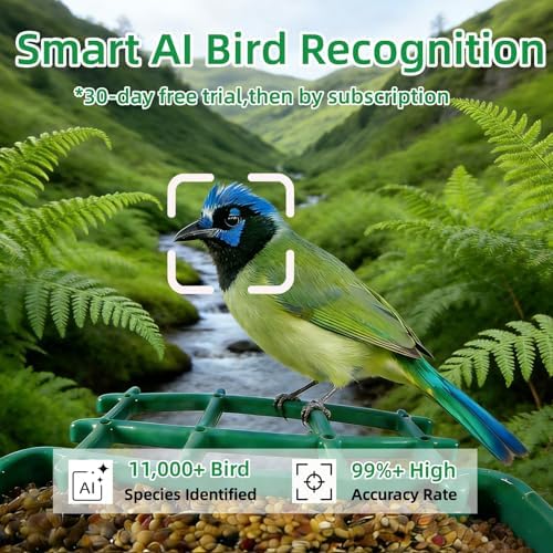 Bird Feeder with Camera, Squirrel Proof Bird Feeder Dual Solar Powered for Outdoors, AI Identify 11,000+ Birds, Real-Time Motion Detection,UHD Live Stream for Birdwatching-Gifts for Bird Lovers - 3