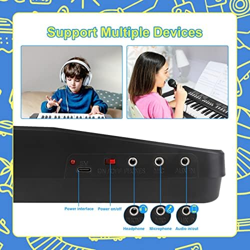 Beginners Piano Keyboard 37 Keys Portable Electronic Keyboard Piano Built-in Rechargeable Battery Kids Piano with Headphone Jack Learning Musical Instruments Gift for Boys Girls 5 5166DFz qVL. AC