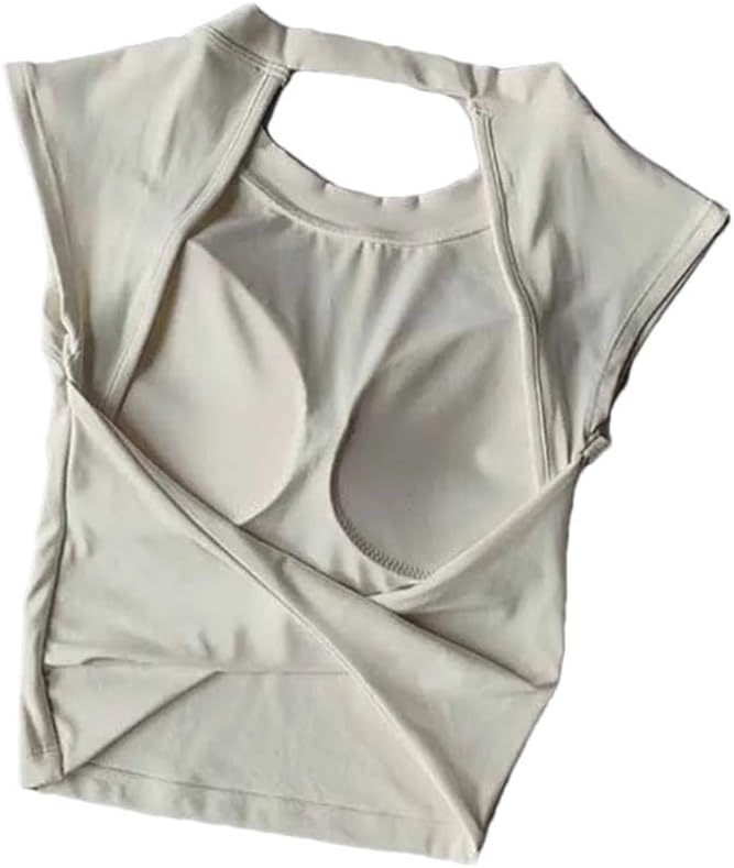 Women Fixed Chest Pad Backless Sports Vest Fitness Slimming Gym Top Yoga Tank Top Sports T-Shirt