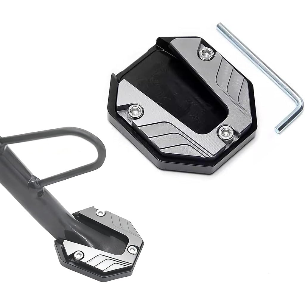 SMFDC Motorcycle Kickstand Pad for Grom MSX 125 MSX125, Motorbike Side Bracket Extension Plate Enlarged Foot Pad Modified Parking Support Stand,C-Grey