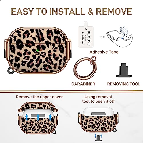 Image of Maxjoy for AirPods Pro 2nd /1st Generation Case with Lock, Cute AirPods Pro 2 Case Lock Protective Hard AirPod Pro Cover for Women Men with Keychain for Airpod Pro (2023 /2022 /2019), Leopard
