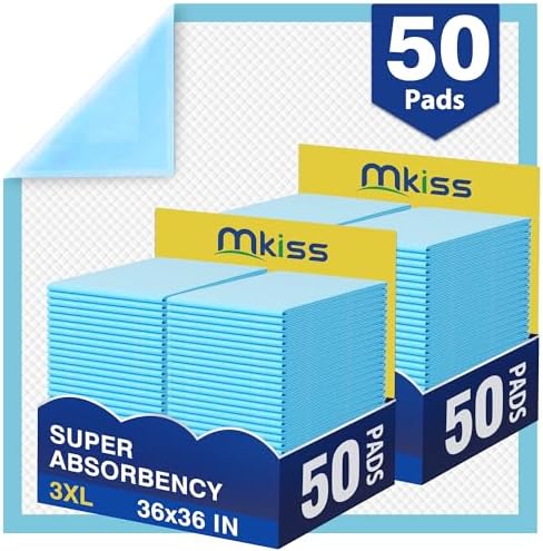 MKISS Bed Pads Disposable 36" x 36" (50 Counts), Large Incontinen...