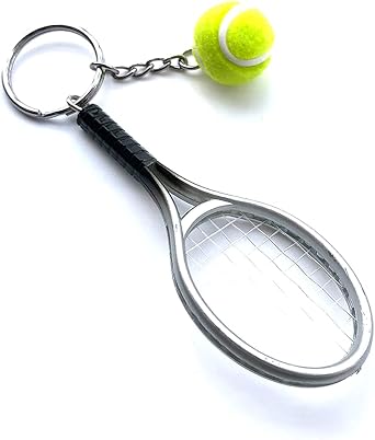 Mini Tennis Racket Ball Keychain Cute Sports Car Bag Charm for Women