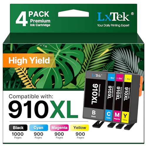 LxTek 910XL Ink Cartridges for HP Printers Replacement for HP 910XL Ink Cartridges Combo Pack HP910XL/910 Multipack XL Color for OfficeJet 8010 8015 8018 8022 Pro 8020 8025 8028 8035 Printers (4 Pack)