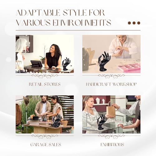 Flexzion Jewelry Holder Female Mannequin Hand for Bracelet, Watch, Ring Display - Polyresin Arm Form Model Stand, Black by Flexzion - Image 6