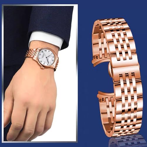 Image of Stainless Steel Watch Band Straight & Curved End 14mm 16mm 18mm 19mm 20mm 21mm 22mm 23mm 24mm Premium Polished Metal Watch Band Bracelet Universal Smartwatch Replacement Strap Men Women