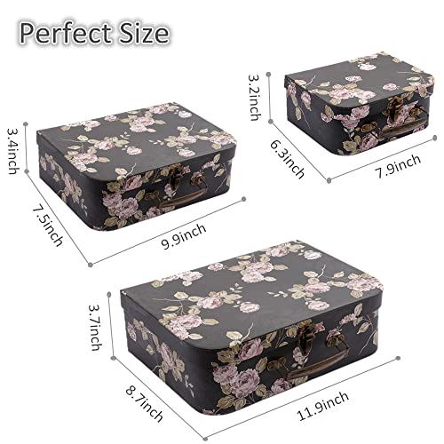 Paperboard Suitcases Set Of 3 Decorative Storage Boxes With Lids,Cardboard Boxes For Home Decoration, Wedding, Birthday, Anniversary And New Year Gift Decoration (Black) #TOP3
