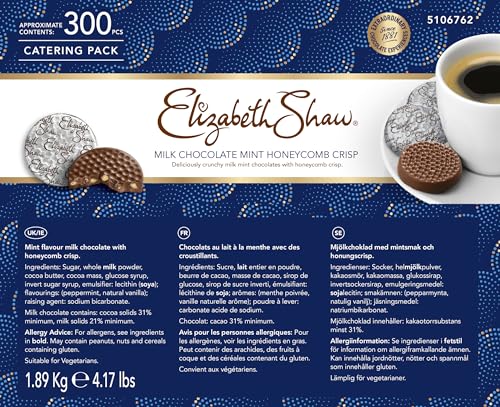 Elizabeth Shaw 300 Milk Mint Crisp Chocolates Catering Pack 1.89kg - Smooth milk chocolate, crisp honeycomb, and a generous helping of mint - Hospitality - Weddings - Events & Parties