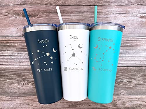 Personalized Astrology Tumbler, 22 Oz Laser Engraved Tumbler, Astrology Gifts, Zodiac Signs With Constellations, Aries Cup, Scorpio Gifts, Constellation Gift, Leo Gift #TOP1