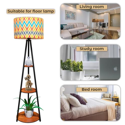 Image of Rellon Floor Lamp with 3 Storage Shelves, Metal FloorLamp for Living Room Standing Home Decoration FloorLamp Shade Reading for,Office,Kitchen,Bedroom (A5)