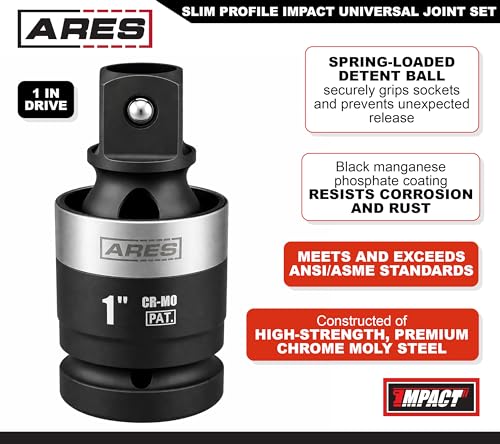 Image of ARES 2061002 1in Drive Slim Impact Universal Joint, 360 Swivel
