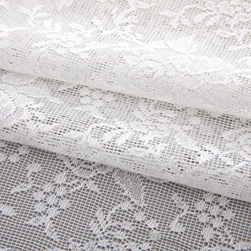 Finecity Ivory Window Valance For Kitchen - Vintage Rose Floral Lace Kitchen Window Valance Curtain, Rod Pocket Lace Valance For Windows, 1 Panel, 52 X 18 Inch, Ivory/Light Beige #TOP4