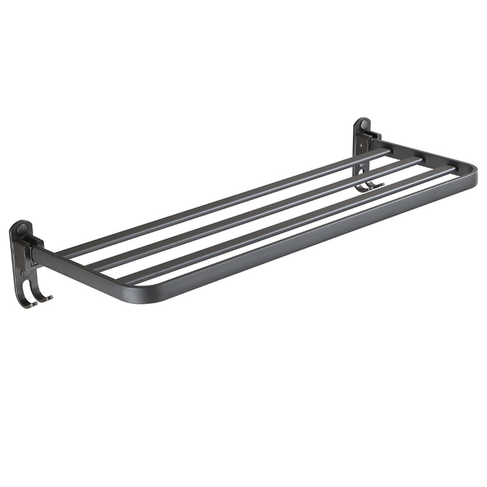 Guoyoocc Grey Black Bathroom Towel Rack,Foldable Single-Layer Towel Rack,Towel Rails Wall Mounted,Wall-Mounted Bathroom Storage Rack,Bathroom Towel Storage40,50,60Cm
