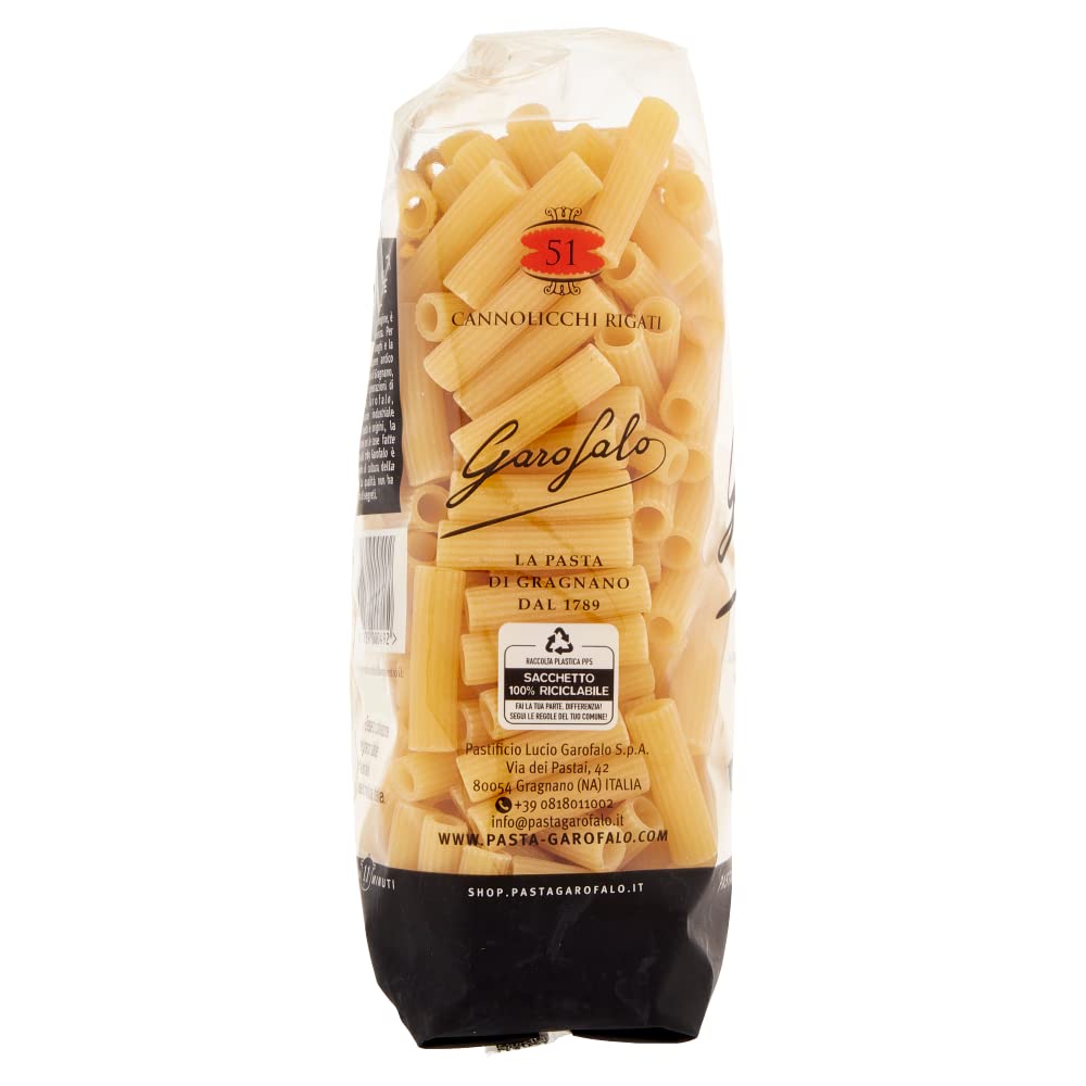 10x Cannolicchi rigati N. 51 Neapolitanische Hartweizengrieß Packung mit 500g Pasta IGP + Italian Gourmet polpa 400g