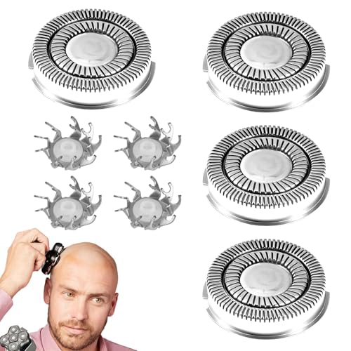 4 Têtes de Rechange Compatibles avec Skull Shaver Pitbull Lames Flottantes 360° pour Rasoir électrique, Rasoir Calvitie Homme