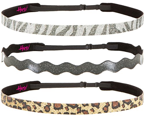 Hipsy 3Pk Girl's Adjustable Non Slip Animal Print Headband Multi Gift Pack (Leopard/Black/Zebra) #TOP25
