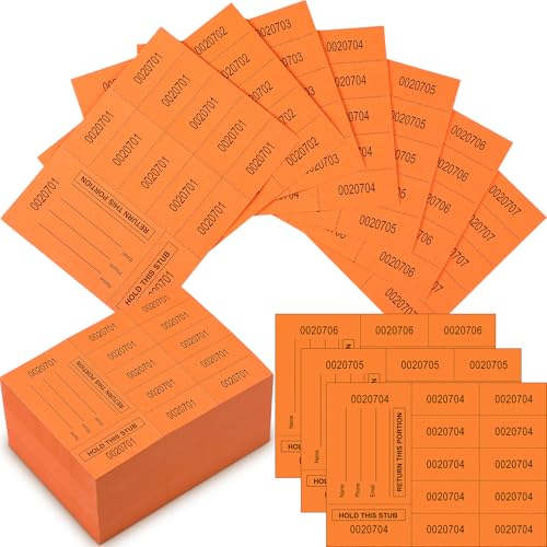 Kosiz 300 Sheets Raffle Tickets Sheets Hold This Stub Chinese Auction Basket Raffle Tickets for Silent Events Fundraiser(10 Bid,Orange)