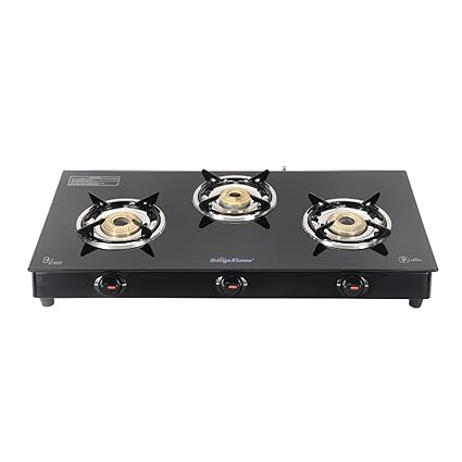 Buy Suryaflame Gas Stove 3 Burners Glass Top 3b Crystal Black Gt Ms Na Isi Marked Ce Certified And Doorstep Service Silver Online At Low Prices In India Amazon In