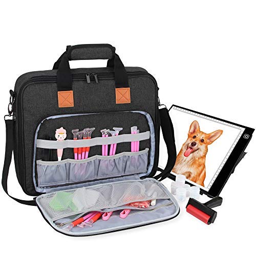 Luxja Draagtas voor A4 lichtpad en Diamond Painting gereedschap, tas voor diamond painting lichtbakken en accessoires (geschikt voor A4 lichtpads), zwart