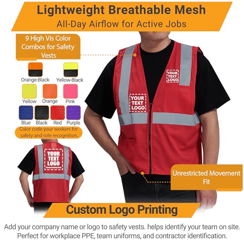 Image of AYKRM 2 Pocket Mesh High Visibility Reflective Safety Vest for men & Women ANSI /ISEA 107 Standards