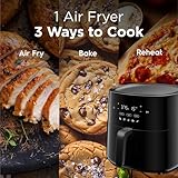 Frigidaire 3-in-1 Air Fryer, Large 5.3 QT Capacity, Digital Display, 3 Cooking Modes, 5 Recipe Presets, Automatic Shake Reminder, PFAS-Free Cooking Surfaces, Black