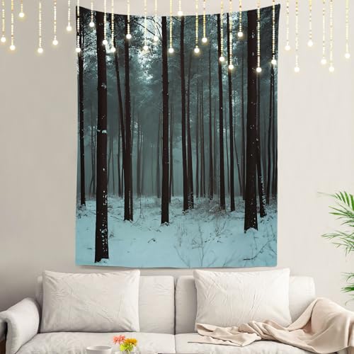 Shrahala Winter Landscape Tapestry, Withered Forest On Gloomy Day Wall Hanging Hd Print Polyester Backdrop For Dorm Room Bedroom 59.1 X 39.4 In